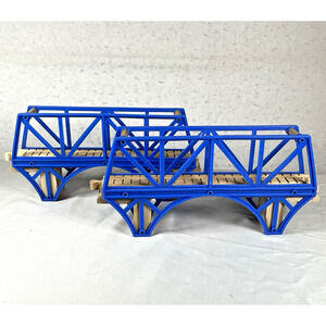 Thomas & Friends Wooden Train Railway Sodor Bay Blue Suspension Bridge x2 Vtg